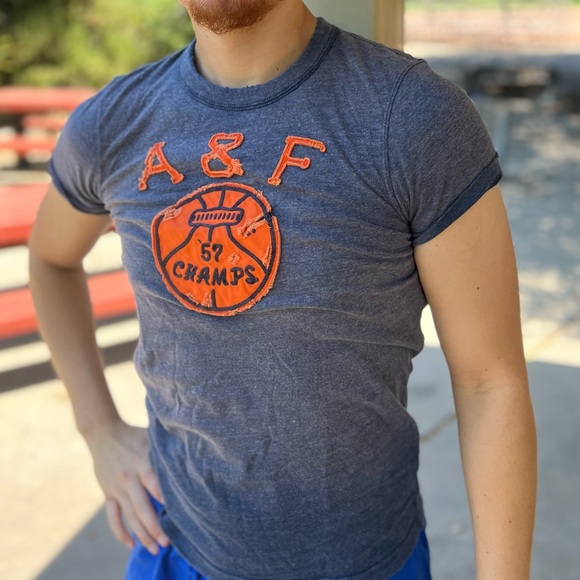 NEW ABERCROMBIE MEN VINTAGE BASKETBALL CHAMPS T SHIRT MUSCLE DISTRESSED COLLEGE - Picture 8 of 16
